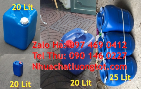 Can 10 đựng axit. Can 18 lít tròn đựng café, can 30l dẹp, can 25l xanh, can vuông 30l trắng Can nhựa