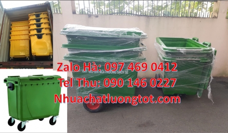Xe chở rác 660 lít, xe chở rác 1000 lít, báo giá xe đẩy rác 660 lít, Xe rác 1000 lít nhựa composite,