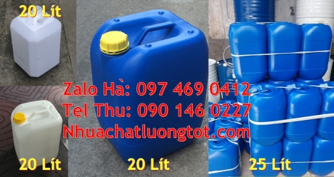 Can 10 đựng axit. Can 18 lít tròn đựng café, can 30l dẹp, can 25l xanh, can vuông 30l trắng Can nhựa