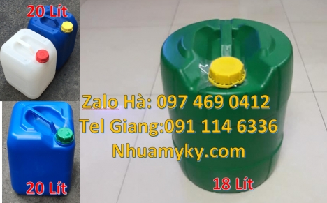 Bán can nhựa 20l có nắp thoát khí màu trắng,can nhựa vuông 25l đựng dâ