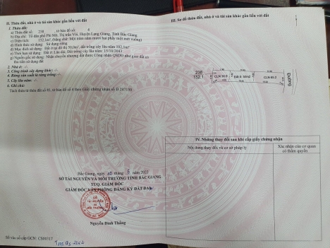 Cực hot Cần bán Chính chủ tại Tổ dân phố Phi Mô - Thị trấn Vôi - Lạng Giang - Bắc Giang ô tô tránh