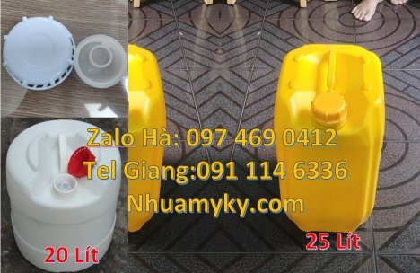 can 25l trắng, Can 5L đựng tinh dầu, Can 30l vuông xanh, can nhựa 20 lít đựng axit, can hdpe 25 lít
