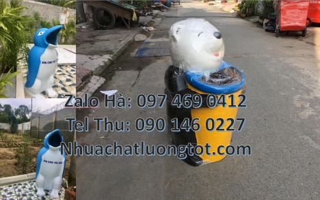 Thùng rác gấu trúc, sọt rác cánh cụt, Giá bán thùng rác con vật, Sọt rác cá chép, sọt r