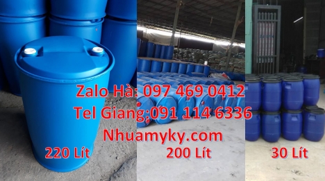 Thùng phuy nhựa 200 lít, Thùng phuy nhựa 120 lít, thùng phi nắp hở, Thùng Phuy Nhựa 220 Lít Đai Sắt,