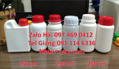 Chai 250ml đựng hóa chất, chai 250ml đựng phân bón, chai nhựa nắp vặn, Chai nhựa đựng thuốc thú y, c