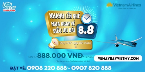 Vietnam Airlines ưu đãi vé máy bay ngày 8-8