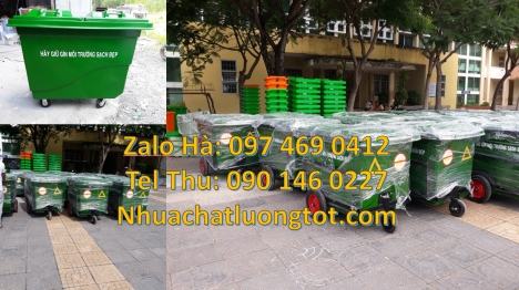 Xe thu gom rác 660l 1000l 3 bánh đúc, xe chở rác nhựa hdpe Phân phối xe chở rác 660l, Xe rác nhựa hd