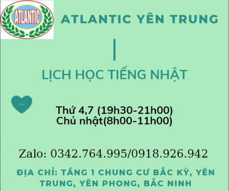 Lịch khai giảng tiếng Nhật tại Yên Trung