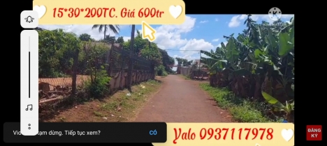 Bán 15m đất thổ cư ngay Trung tâm xã Ia Blang, Chư sê, Gia Lai. Giá 600tr