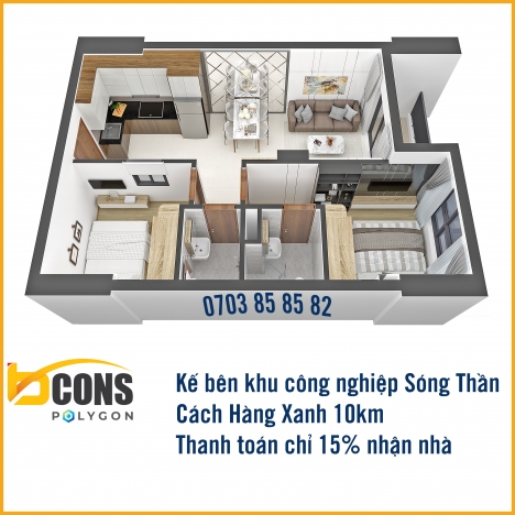 Căn hộ Bcons Polygon An Bình thanh toán 288 triệu nhận nhà