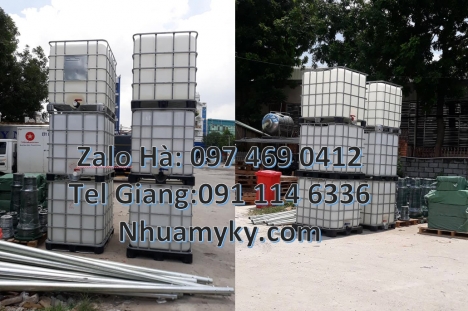 Tank ibc đựng axit, Thùng nhựa dung tích lớn, tank ibc 1000 lít, bồn nhựa ibc 1000l mới, bồn 1000 lí