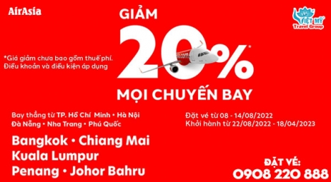 AirAsia giảm 20% giá vé nhân ngày 2/9