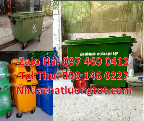Xe chở rác 660 lít, xe chở rác 1000 lít báo giá xe đẩy rác 660 lít, Xe rác 1000 lít nhựa composite,