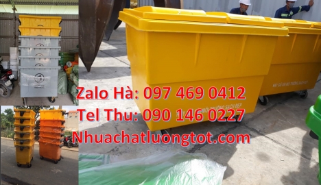 Xe chở rác 660 lít, xe chở rác 1000 lít báo giá xe đẩy rác 660 lít, Xe rác 1000 lít nhựa composite,