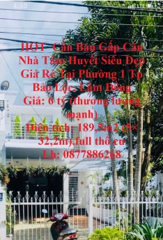 HOT  Cần Bán Gấp Căn Nhà Tâm Huyết Siêu Đẹp Giá Rẻ Tại Phường 1 Tp Bảo Lộc, Lâm Đồng