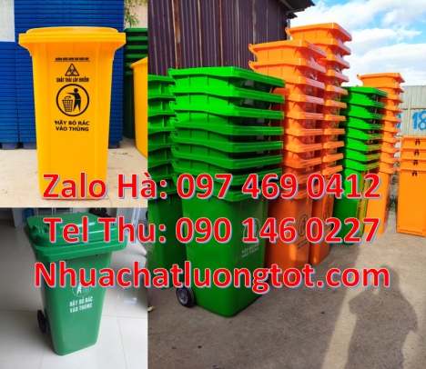 Thùng rác 60l không bánh xe Thùng rác 120l nắp kín, Xe gom rác 120l 240l, thùng rác 60 lít có