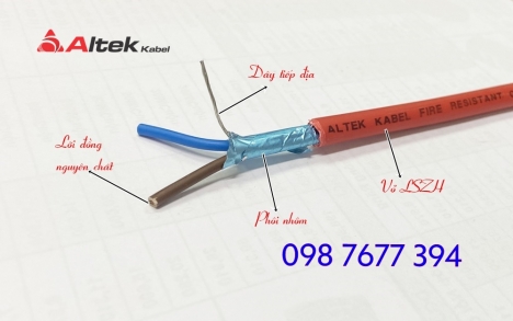 cáp tín hiệu báo cháy chống nhiễu 2x1.5