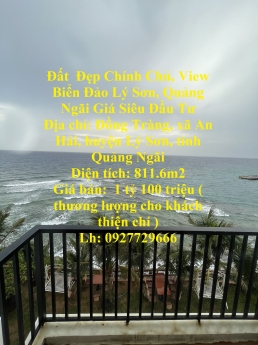 Đất  Đẹp Chính Chủ, View Biển Đảo Lý Sơn, Quảng Ngãi Giá Siêu Đầu Tư