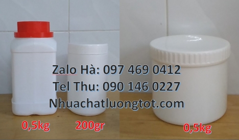 Hũ đựng bột ngũ cốc, Hũ nhựa 50gr 100gr đựng thuốc sâu, hũ 200gr garenty, hũ đựng phân bón, giá bán