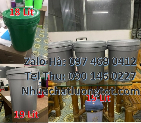 Xô nhựa, thùng nhựa vuông, lon nhựa 1l, thùng sơn 5l đựng bột ngô, thùng nhựa 22l đựng nước Xô nhự