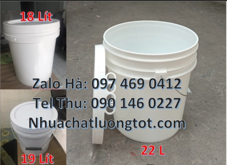 Xô nhựa, thùng nhựa vuông, lon nhựa 1l, thùng sơn 5l đựng bột ngô, thùng nhựa 22l đựng nước Xô nhự