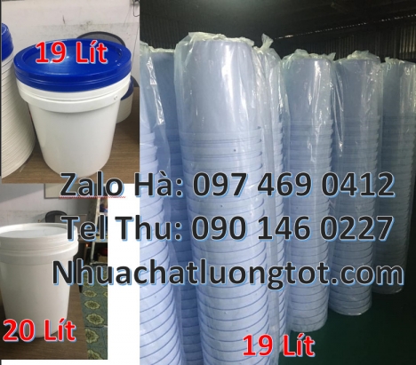 Xô nhựa, thùng nhựa vuông, lon nhựa 1l, thùng sơn 5l đựng bột ngô, thùng nhựa 22l đựng nước Xô nhự