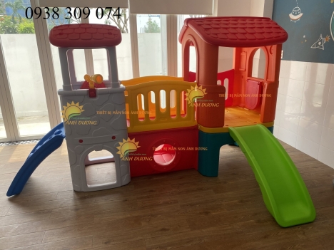 Bộ nhà leo cầu trượt 2 khối dành cho bé 18 tháng-5 tuổi
