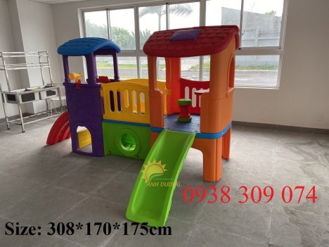 Bộ nhà leo cầu trượt 2 khối dành cho bé 18 tháng-5 tuổi