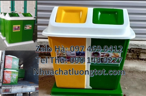 thùng đựng rác nắp lật giá rẻ, Thùng rác nhựa nắp lật bộ 3, thùng rác nhựa composite, thùng rác hộ g