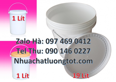 Xô nhựa, thùng nhựa vuông, lon nhựa 1l, thùng sơn 5l đựng bột ngô, thùng nhựa 22l đựng nước Xô nhự