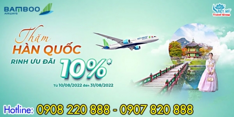 Bamboo giảm 10% giá vé từ 2 khách khi bay Hàn Quốc