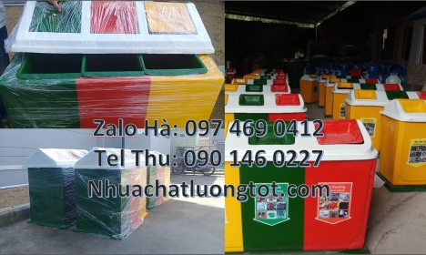 thùng đựng rác nắp lật giá rẻ, Thùng rác nhựa nắp lật bộ 3, thùng rác nhựa composite, thùng rác hộ g