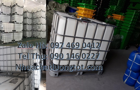 Thùng nhựa 1000L hàng nhập khẩu, Bồn nhựa 1 khối, Bồn nhựa IBC 1000 lít, thùng nhựa ibc cũ, tank 100