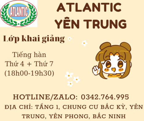 Lịch khai giảng tiếng Hàn tại Atlantic Yên Trung