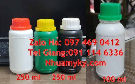 Chai 100ml tròn, Chai nhựa 50ml đựng thuốc trừ sâu. Chai nhựa 1000ml đựng mật ong. Chai nhựa, chai n
