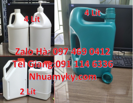 can 1l hdpe vuông, Can 1l chia vạch đựng thuốc diệt rầy, Can 2l vuông, can 4l tròn đựng thuốc tẩy, c