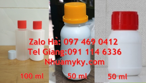 Chai 100ml tròn, Chai nhựa 50ml đựng thuốc trừ sâu. Chai nhựa 1000ml đựng mật ong. Chai nhựa, chai n