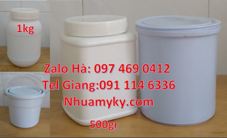 Hũ nhựa 1kg đựng thuốc thú y, Hũ hóa chất. Lọ nhựa Hũ nhựa 1.5kg vuông, Hũ 1.2 lít, hũ 1kg vuông,