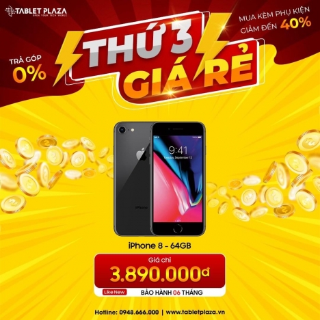 Apple Iphone 8 64Gb giá cực ưu đãi tại Tablet Plaza