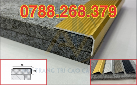 nẹp nhôm chống trơn - nẹp mũi bậc cầu thang