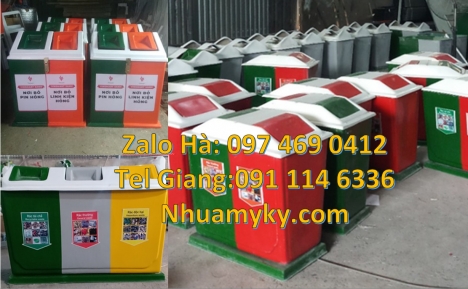 Thùng rác 2 ngăn nắp lật, Thùng rác 3 ngăn bập bênh, thùng rác công cộng Thùng rác 2 ngăn 40L, Thùng