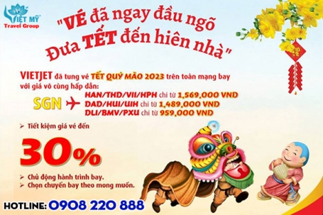 Vietjet giảm 30% giá vé máy bay Tết 2023