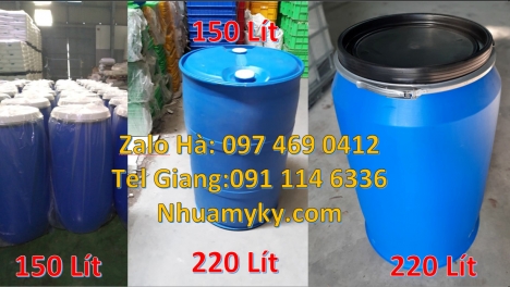 Phuy nhựa 200 lít, Giá bán thùng phi nhựa 150l Thùng phuy 200 lít, Thùng phi 100l đựng dầu nhớt, bồn