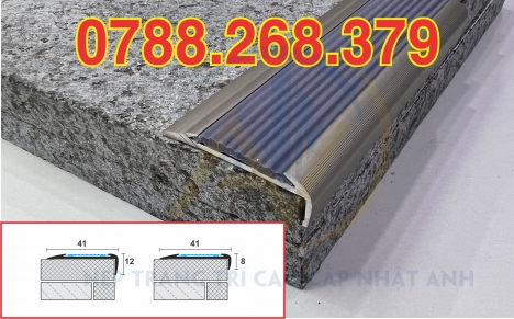 nẹp nhôm chống trơn - nẹp mũi bậc cầu thang