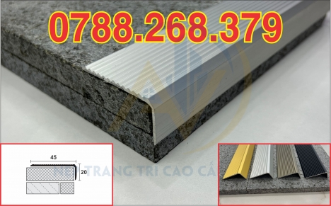 nẹp nhôm chống trơn - nẹp mũi bậc cầu thang