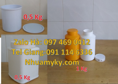 hũ nhựa 250 gr đựng tinh dầu tràm, hủ nhựa 1.5kg đựng đường mía, hũ 0.5kg lùn, Hũ 2kg cao cấp, Hũ