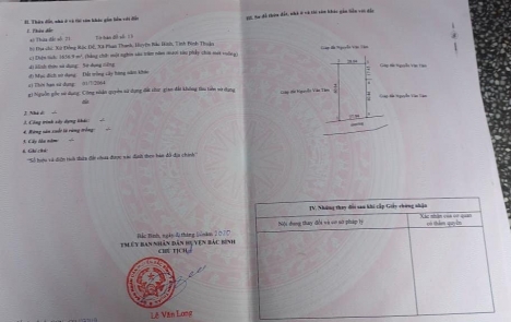 Chủ cần bán gấp lô Phan Thanh Bắc Bình