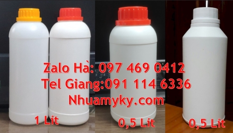 chai  500ml đựng thuốc bảo vệ thực vật. Chai nhựa 30ml 50ml đựng axit, Chai nhựa 1000ml đựng hóa chấ