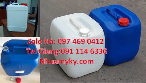 can vuông 30l trắng, giá bán can hdpe, Can nhựa hdpe 30 lít vuông xanh, Can dẹp 30 lít đựng axit, ca