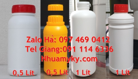 chai  500ml đựng thuốc bảo vệ thực vật. Chai nhựa 30ml 50ml đựng axit, Chai nhựa 1000ml đựng hóa chấ